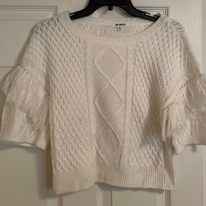 Fringe Out Short Sleeve Cable Sweater